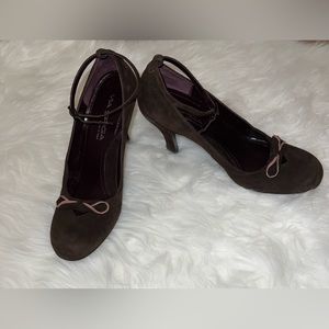 EUC Vintage Y2K Via Spiga Suede Heels Brown  Camel Pink Made in Italy 6.5